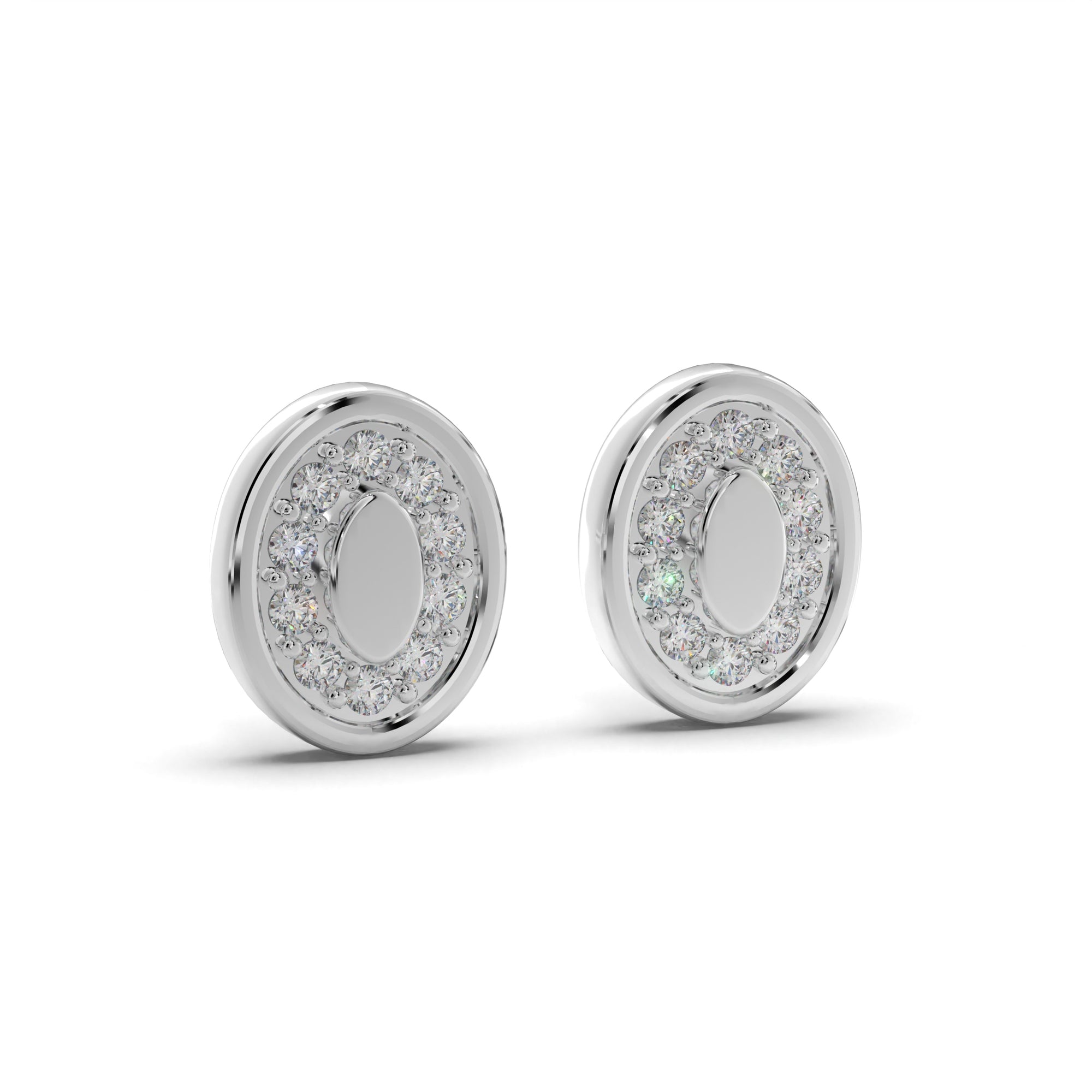 Oval Halo Diamond Stud Earrings