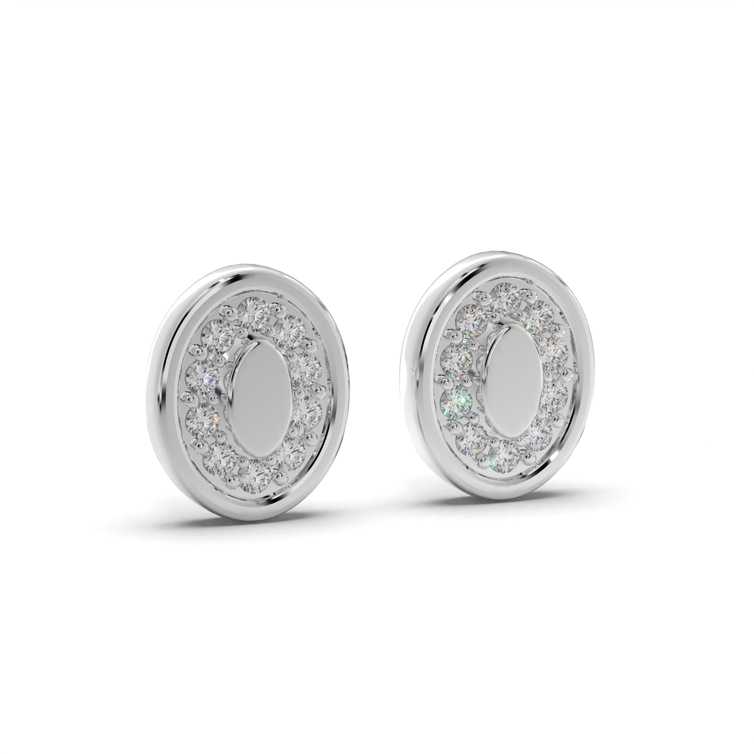 Oval Halo Diamond Stud Earrings