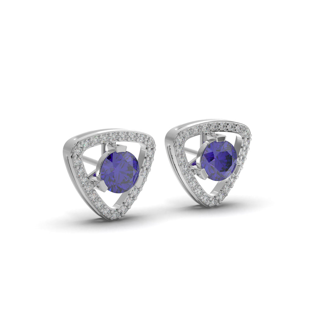 Triangular Blue Sapphire Stud
