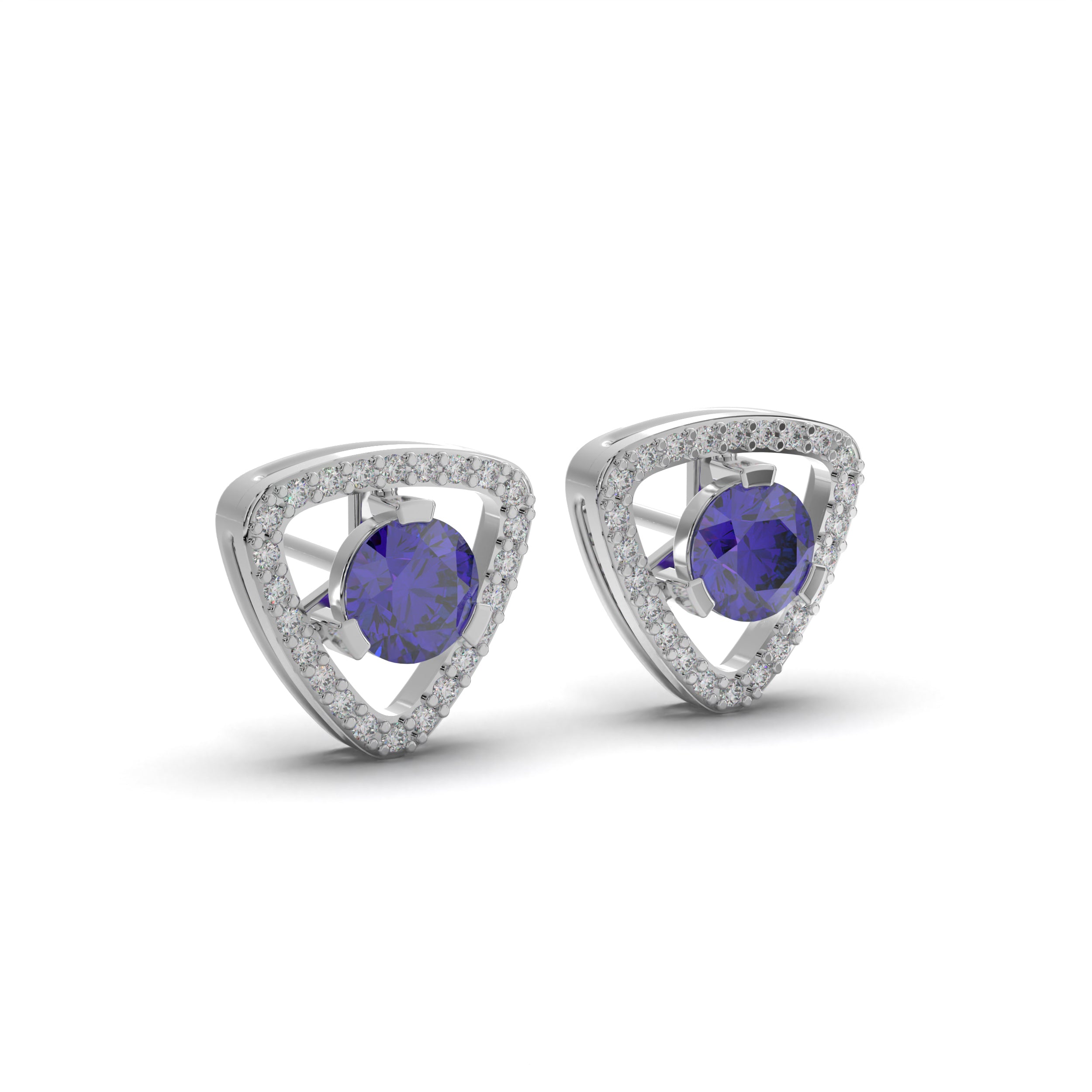 Triangular Blue Sapphire Stud