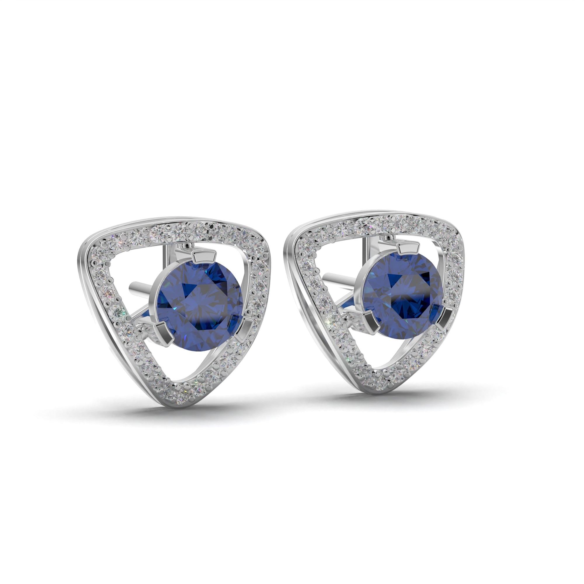 Trillion-Cut Blue Sapphire Stud
