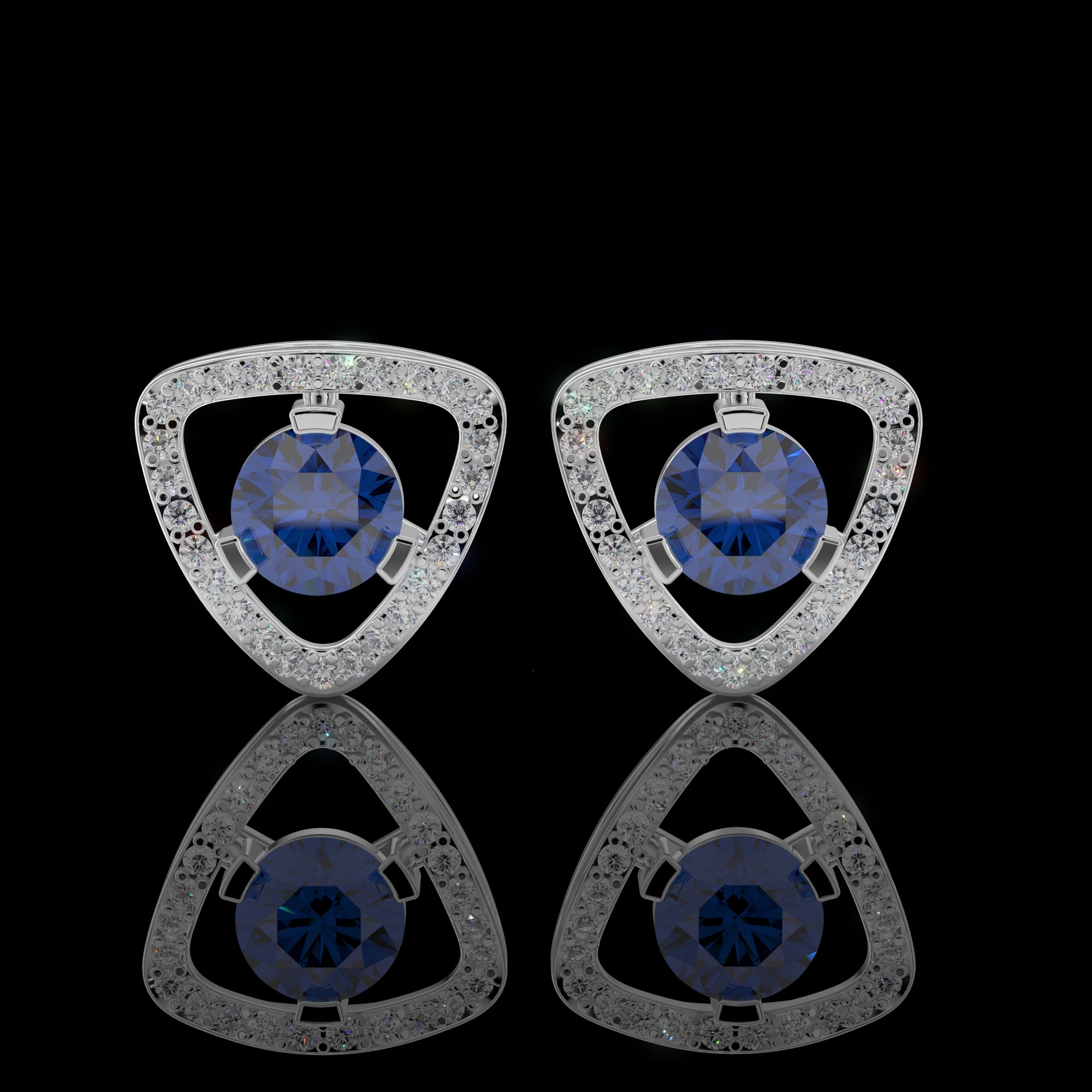Trillion-Cut Blue Sapphire Stud