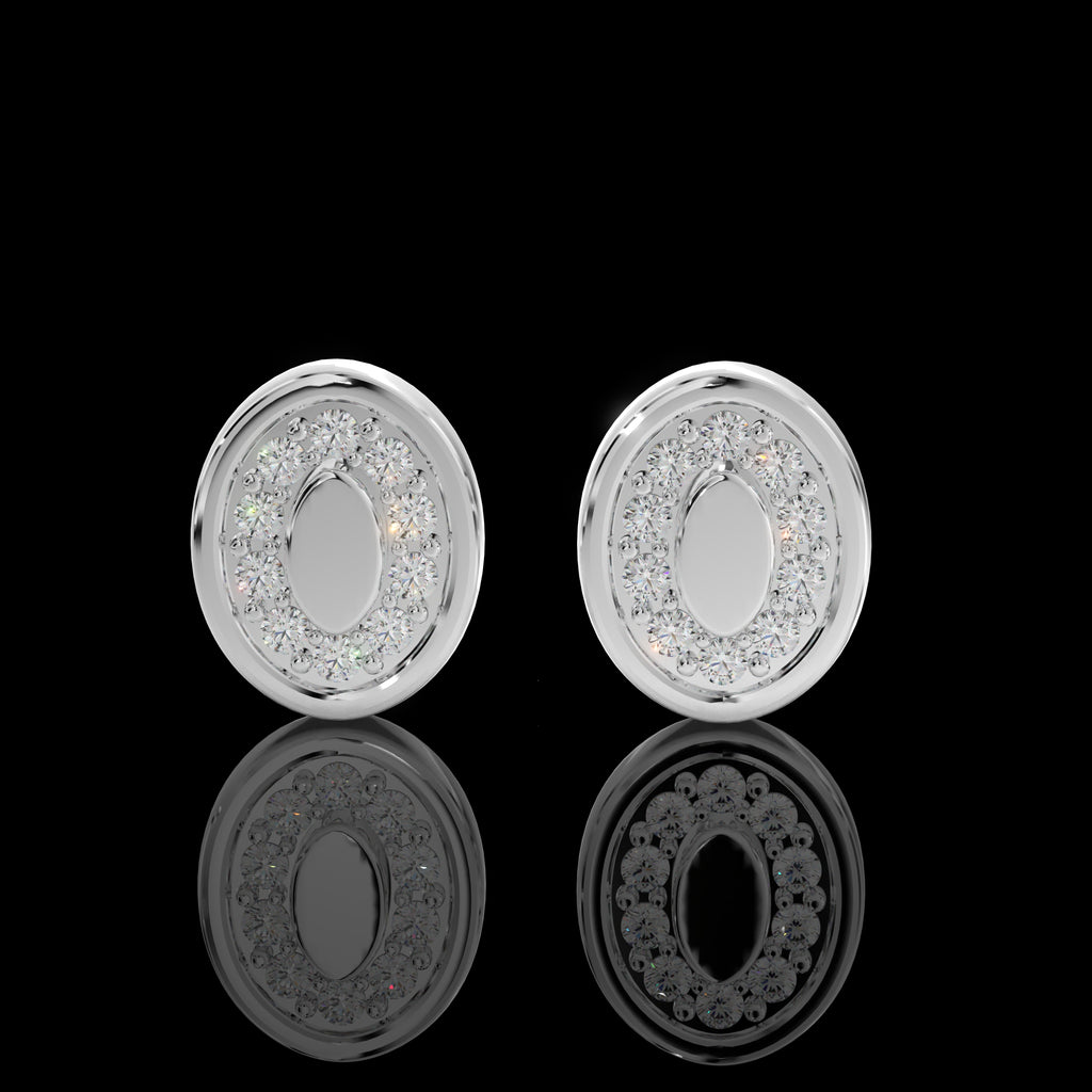 Oval Halo Diamond Stud Earring