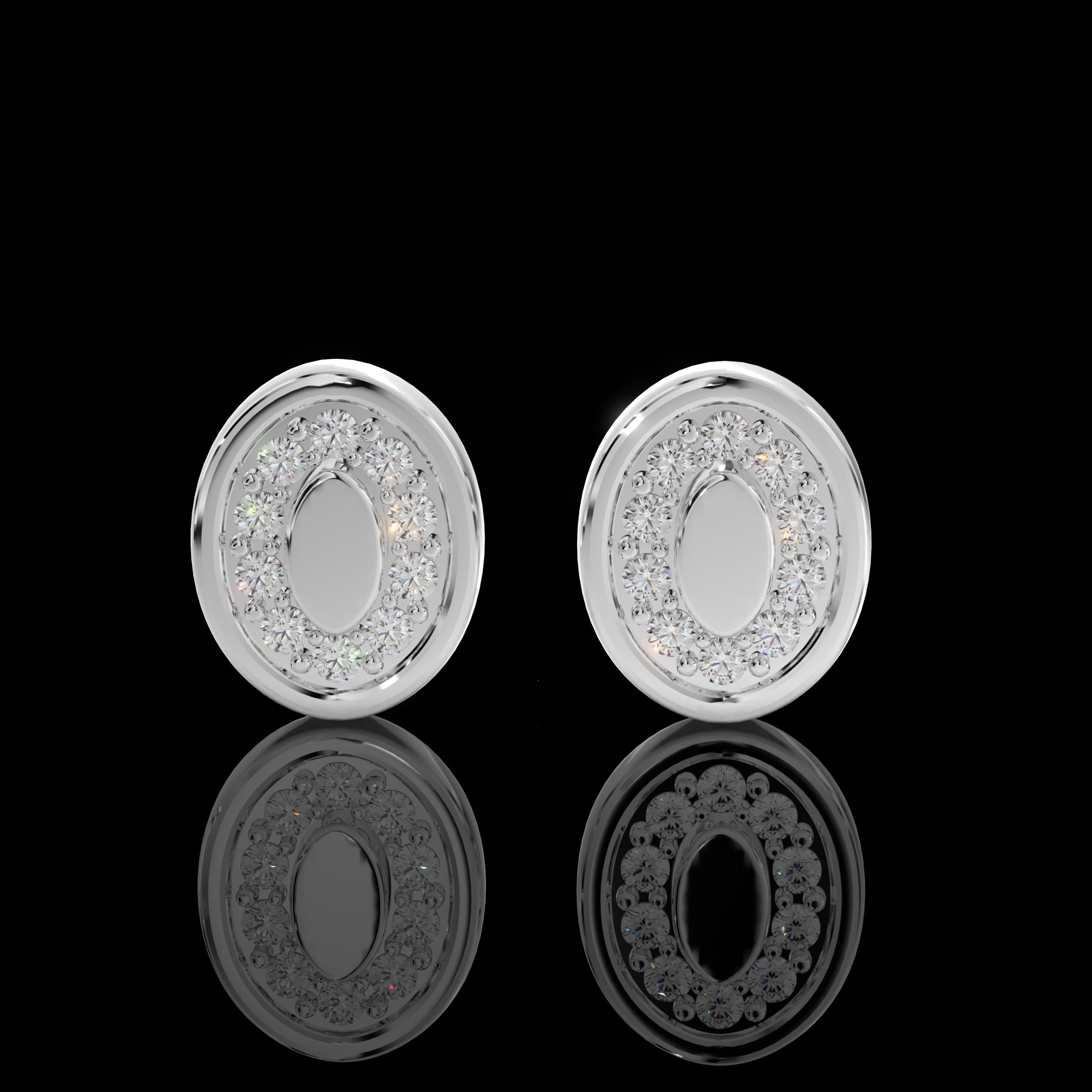 Oval Halo Diamond Stud Earrings