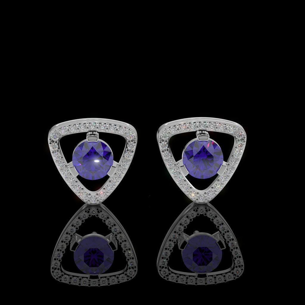 Triangular Blue Sapphire Stud