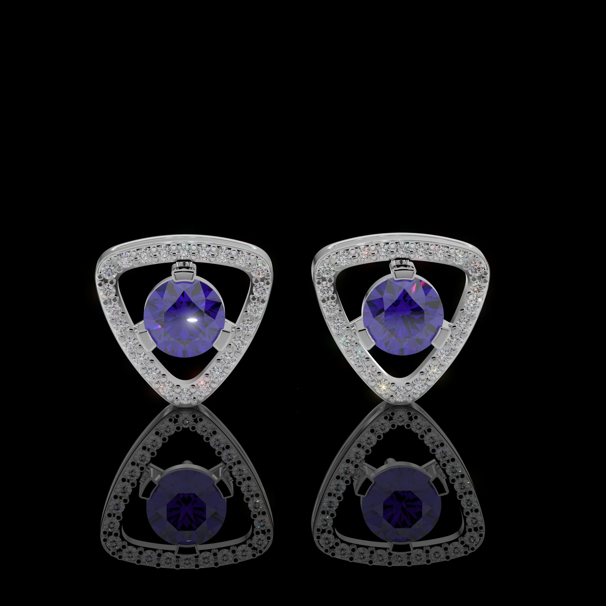 Triangular Blue Sapphire Stud
