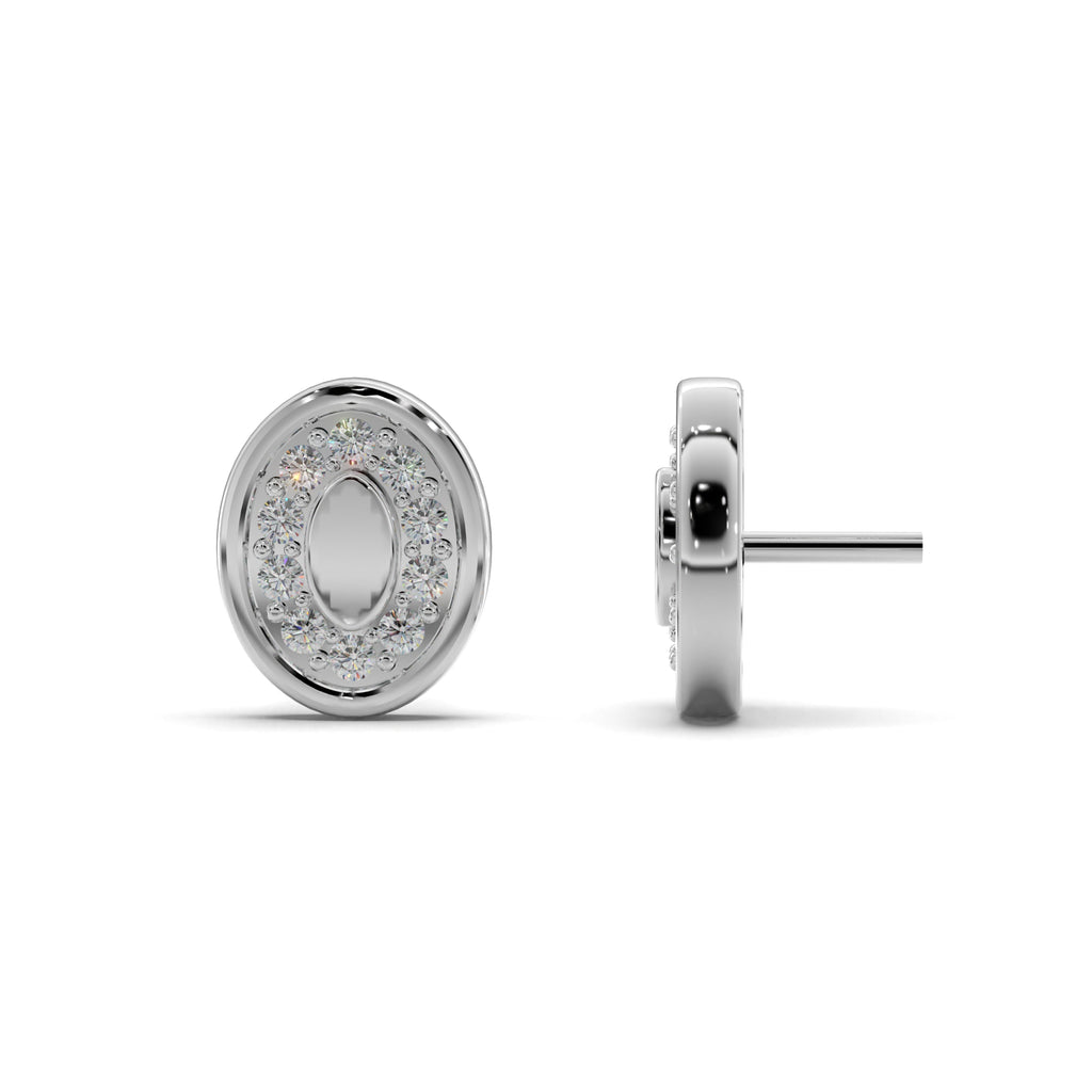 Oval Halo Diamond Stud Earring