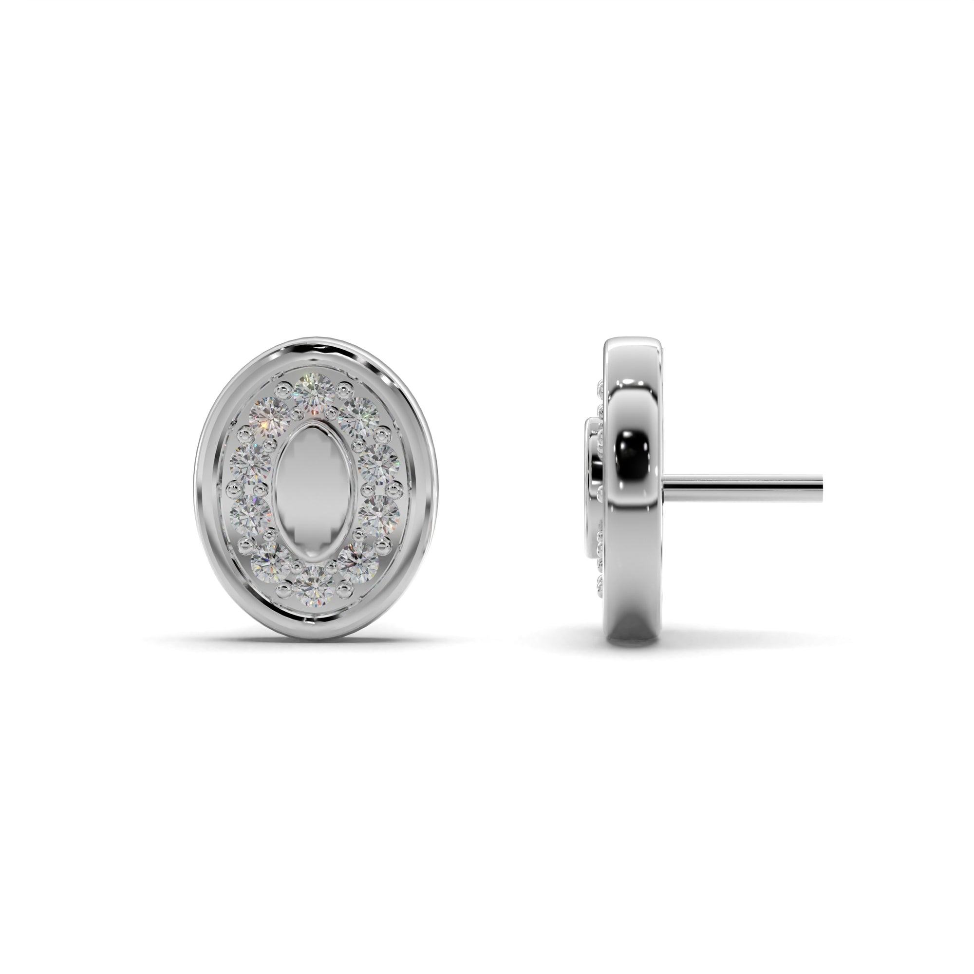 Oval Halo Diamond Stud Earrings