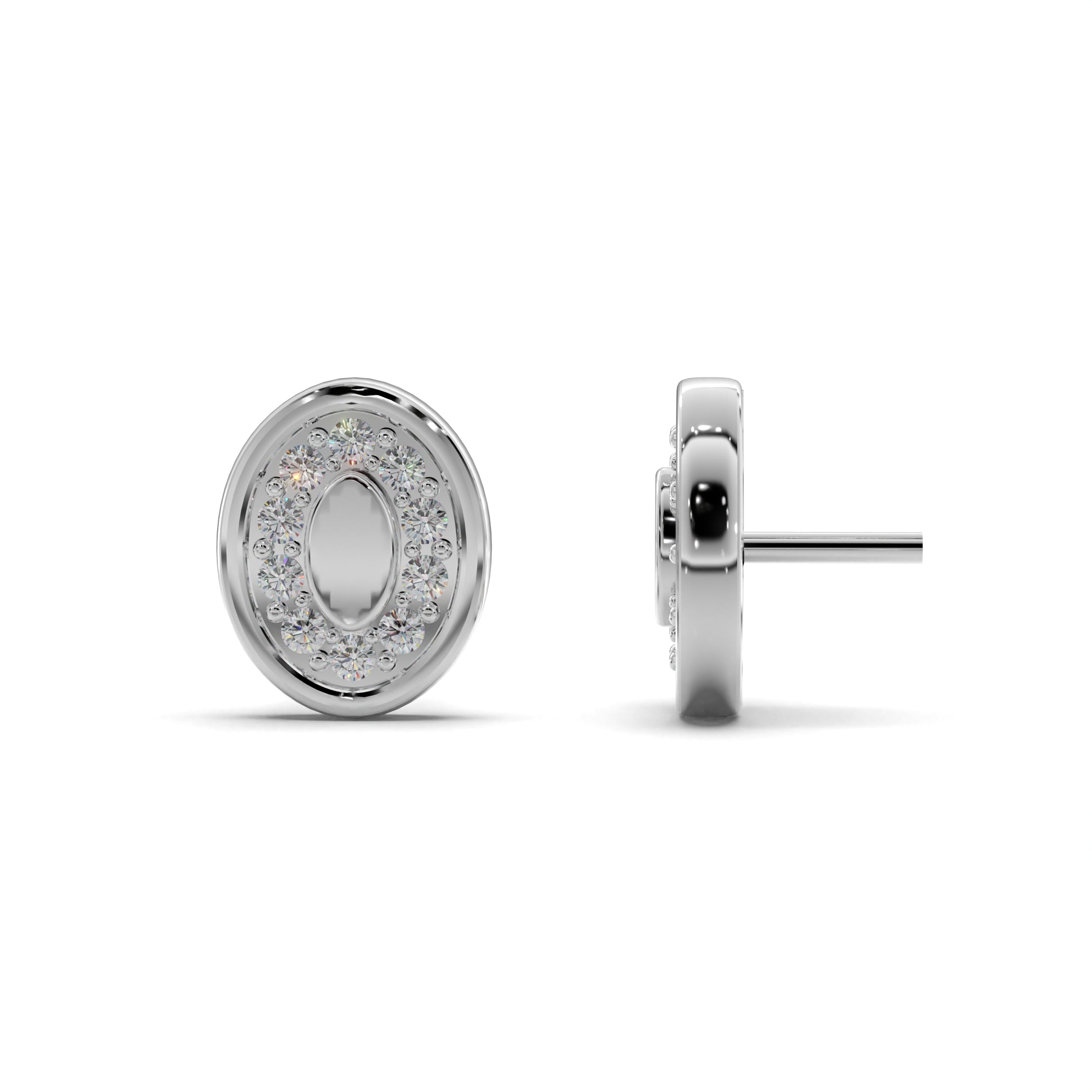 Oval Halo Diamond Stud Earrings