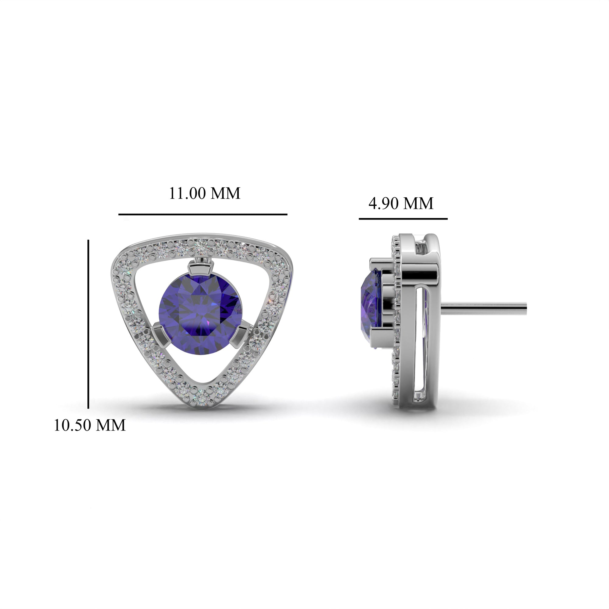 Triangular Blue Sapphire Stud