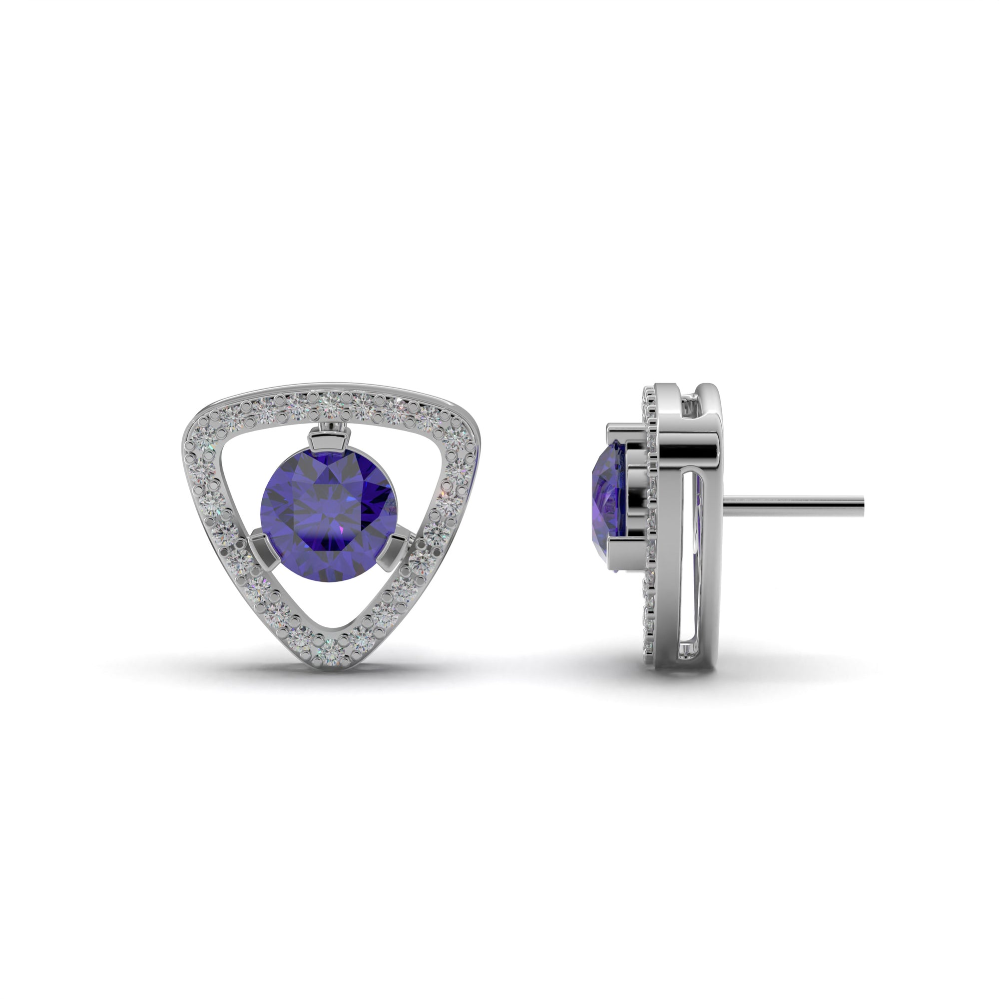 Triangular Blue Sapphire Stud