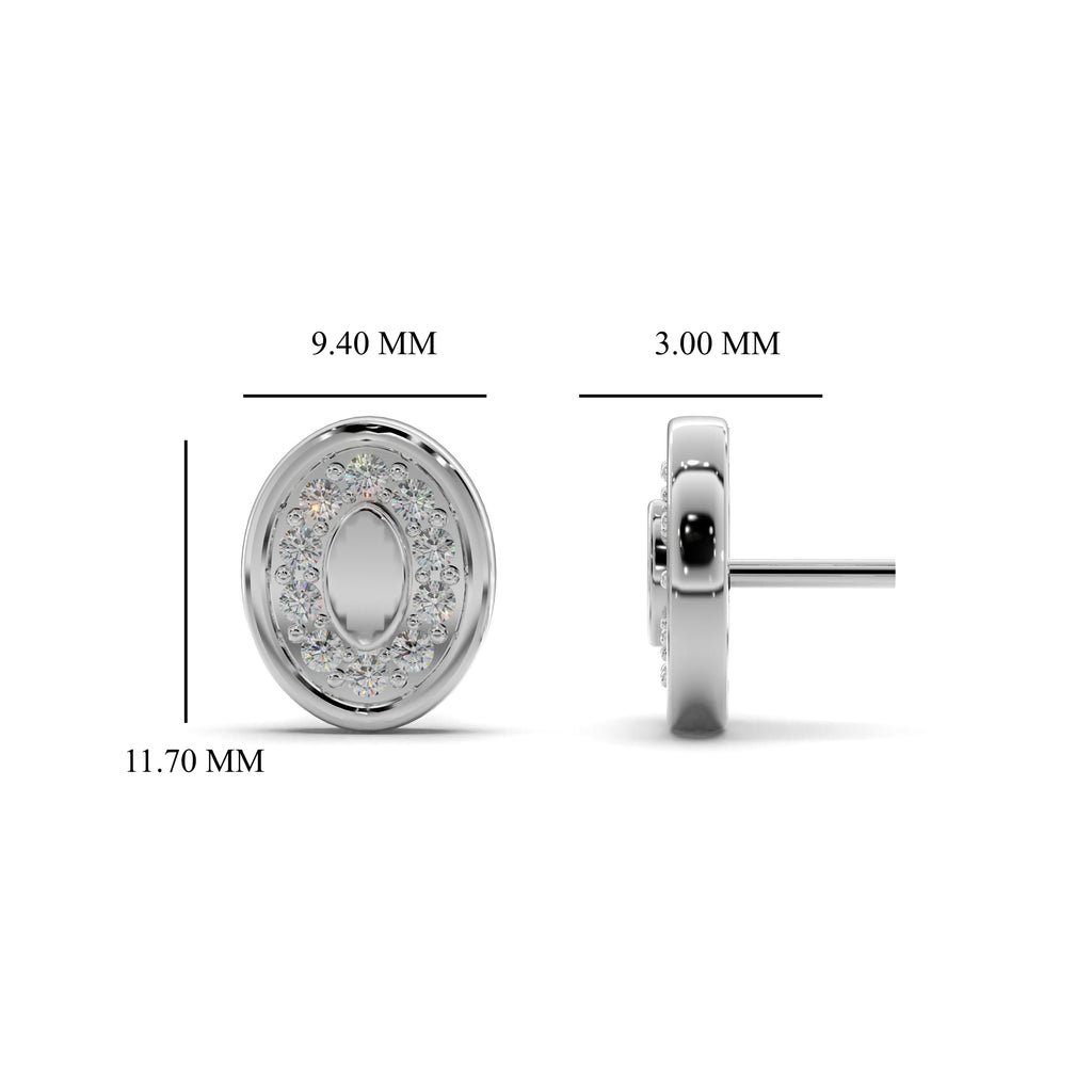 Oval Halo Diamond Stud Earring