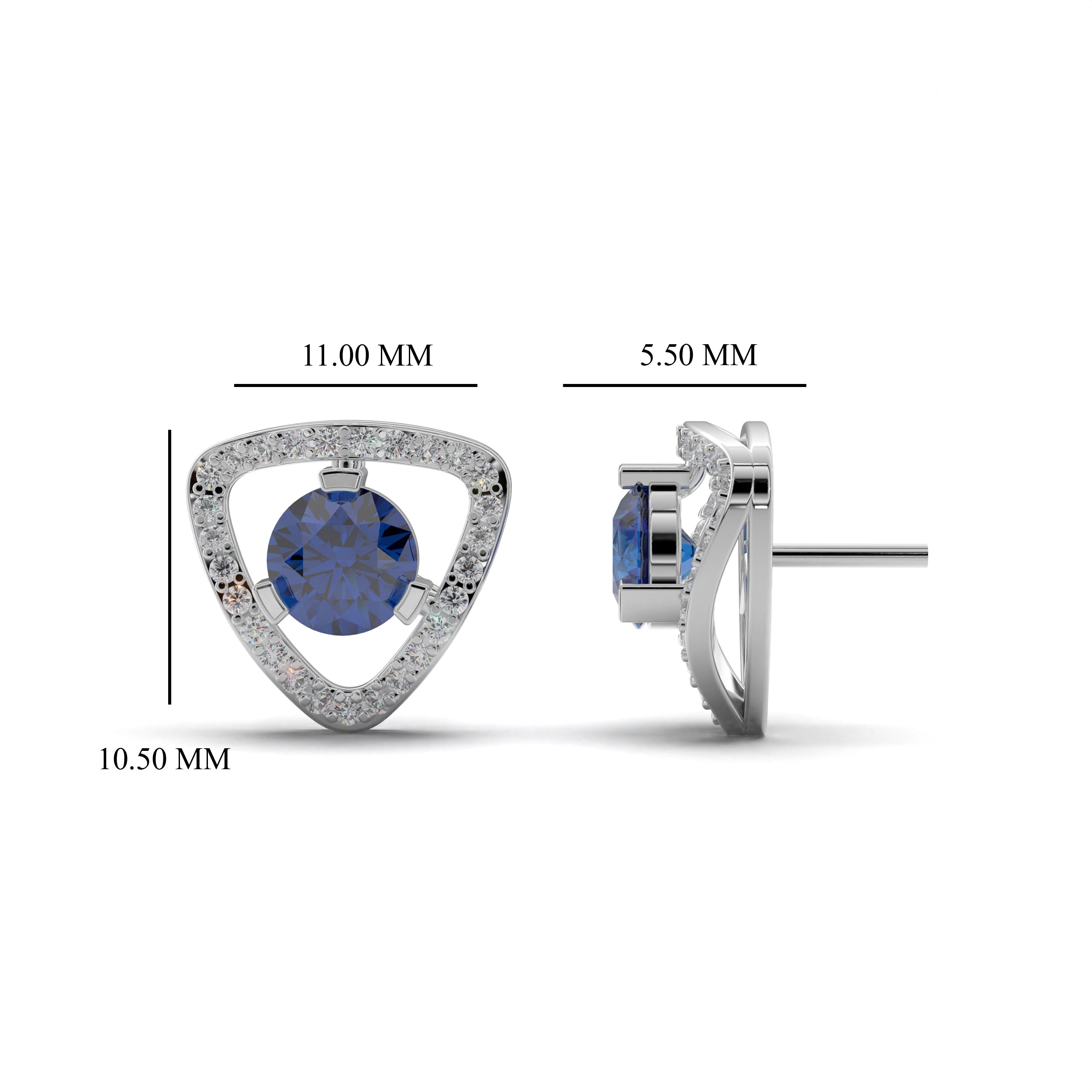 Trillion-Cut Blue Sapphire Stud