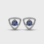 Trillion-Cut Blue Sapphire Stud