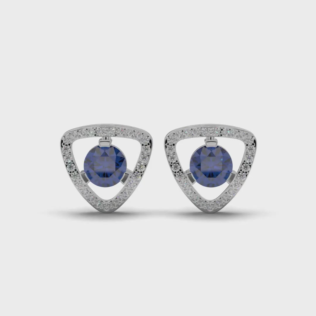 Trillion-Cut Blue Sapphire Stud