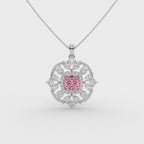 Florine Pink Cushion Solitaire Pendant