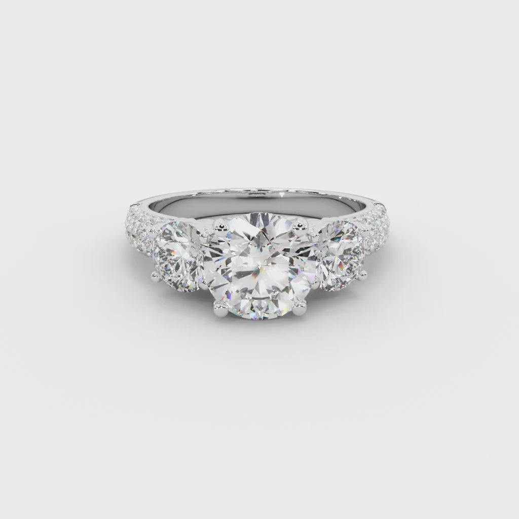 Royal Crown Tri Stone Engagement Ring