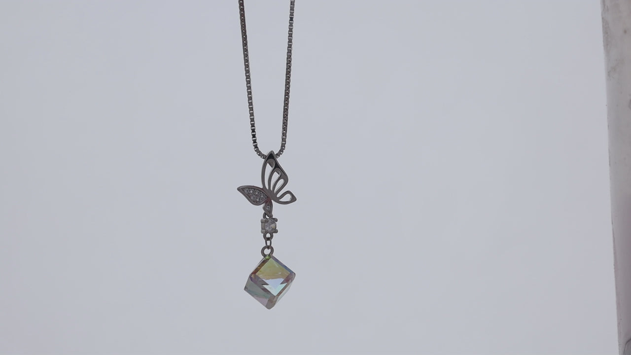 Butterfly Crystal Silver Pendant