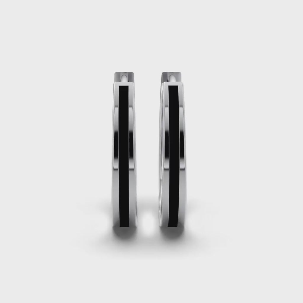 Single Line Huggie Hoop Silver Earrings 17mm