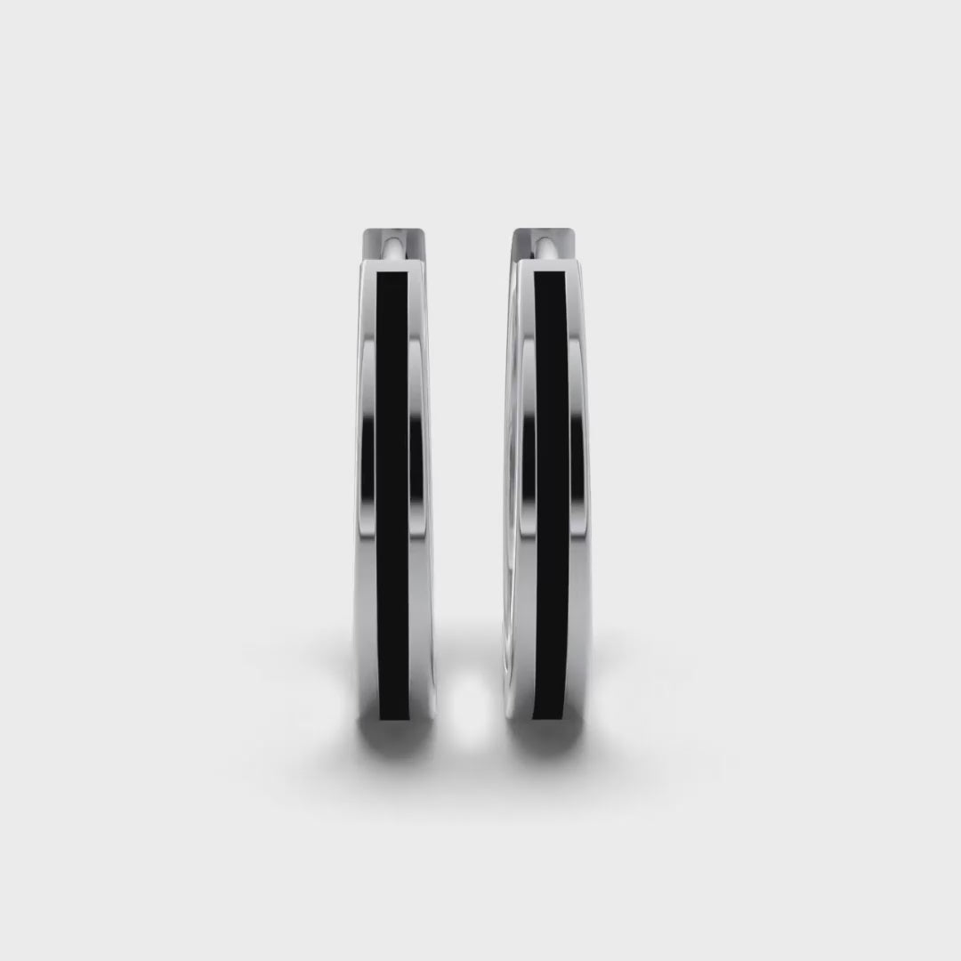 Single Line Huggie Hoop Silver Earrings 17mm
