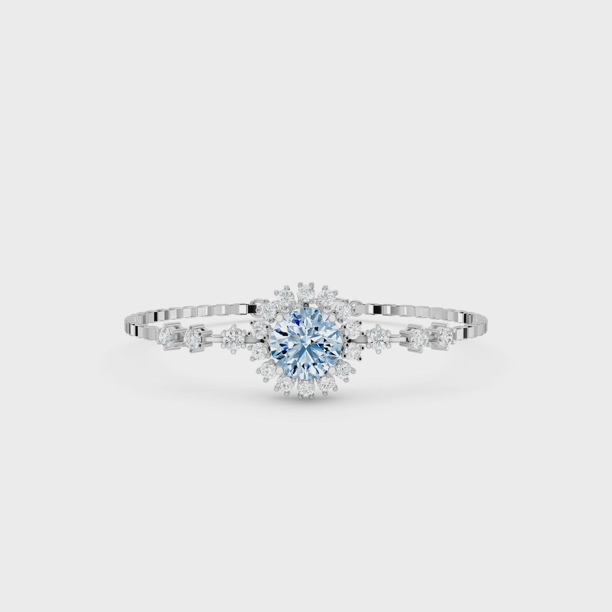 Aquamarine Floral Cluster Silver Bracelet