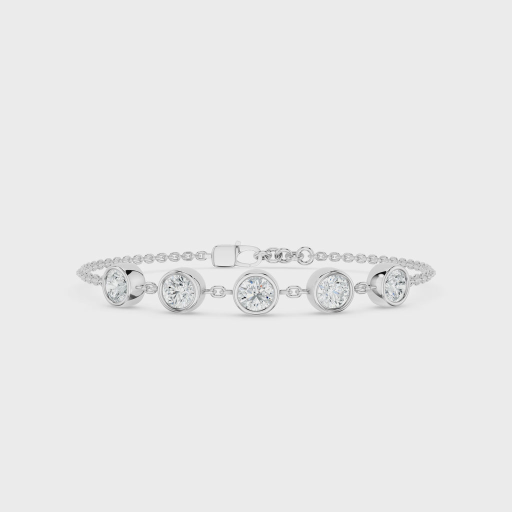 Sparkler Bazel-Set Silver Bracelet
