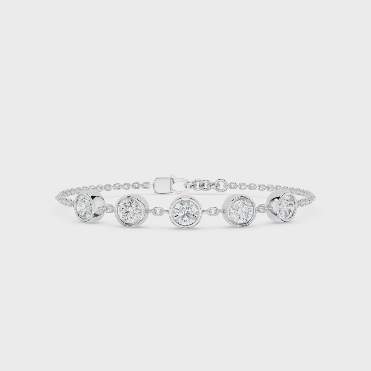 Sparkler Bazel-Set Silver Bracelet