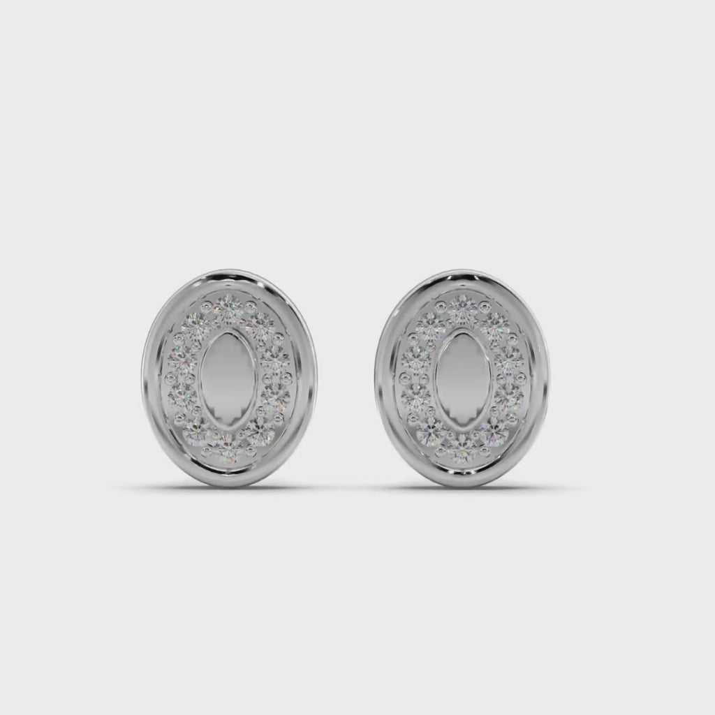 Oval Halo Diamond Stud Earring