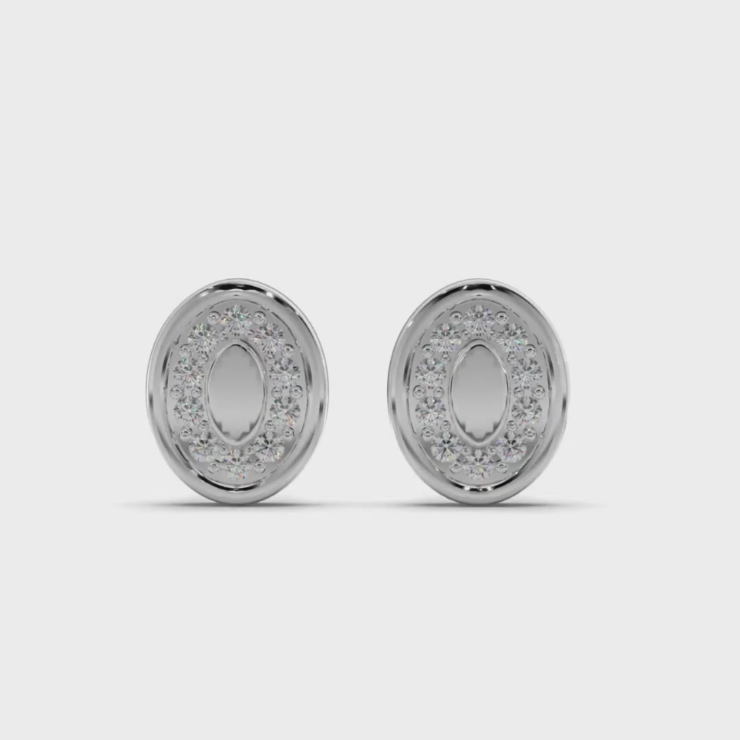 Oval Halo Diamond Stud Earring