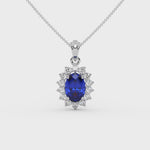 Load and play video in Gallery viewer, Blue Sapphire Halo Solitaire Pendant

