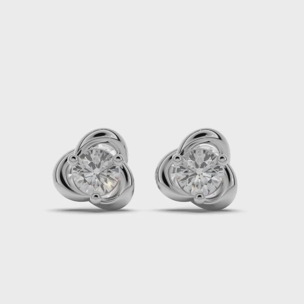 Swirl Element Solitaire Stud Earrings