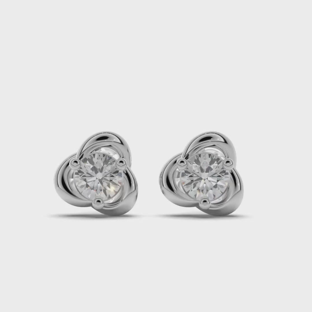 Swirl Element Solitaire Stud Earrings