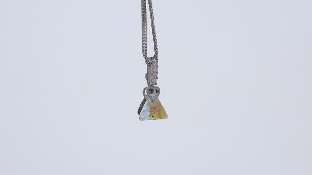 Cubic Crystal Silver Pendant