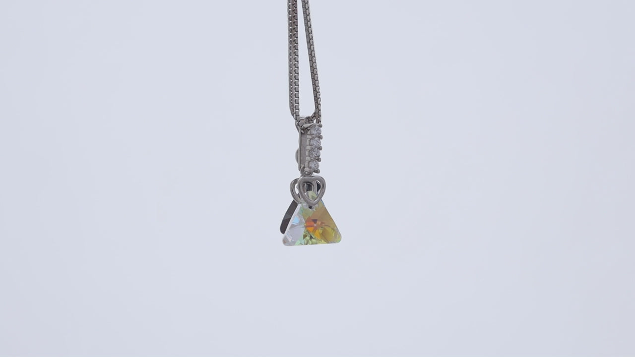 Cubic Crystal Silver Pendant