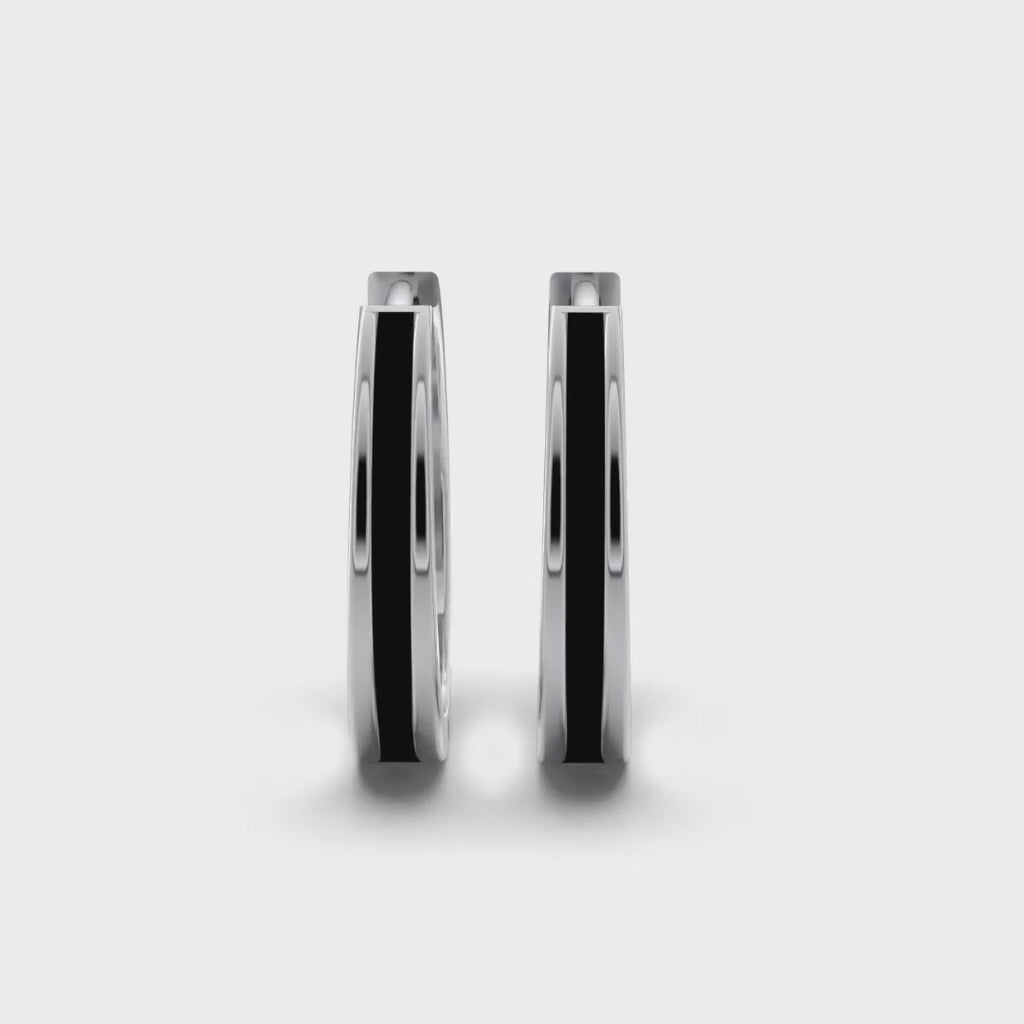 Single Line Huggie Hoop Silver Earrings 15mm