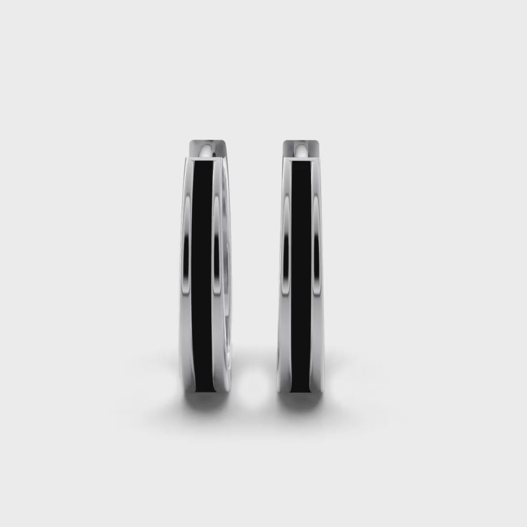 Single Line Huggie Hoop Silver Earrings 15mm