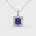 Cushion Cut Blue Sapphire Pendant