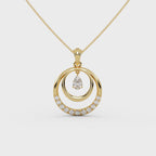 Dual Circle Pear Stone Silver Pendant