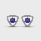 Triangular Blue Sapphire Stud