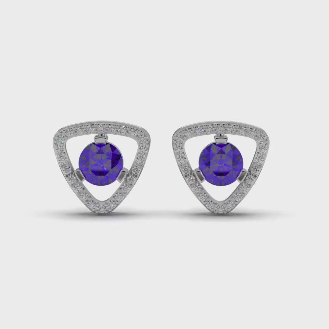 Triangular Blue Sapphire Stud