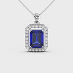 Emerald Cut Blue Sapphire  Pendants