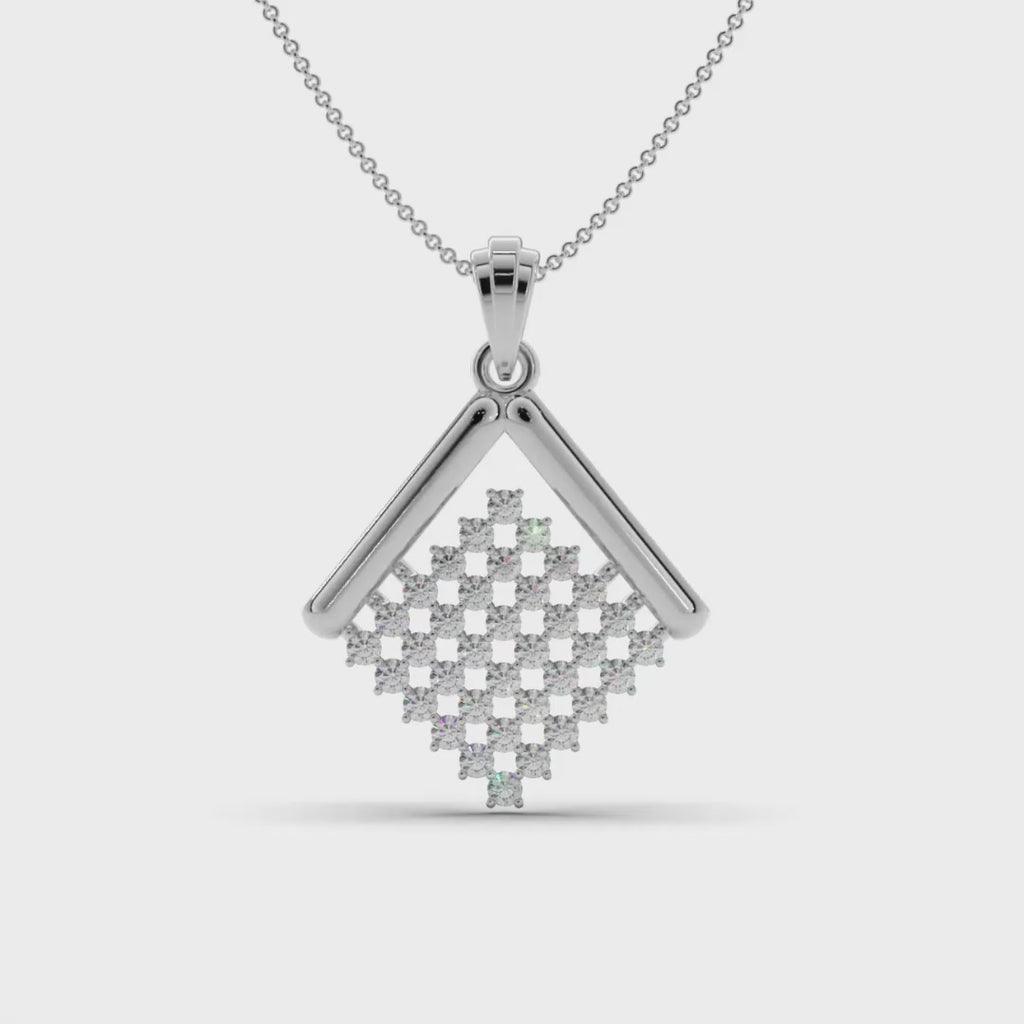 Geometric Square Silver Pendant