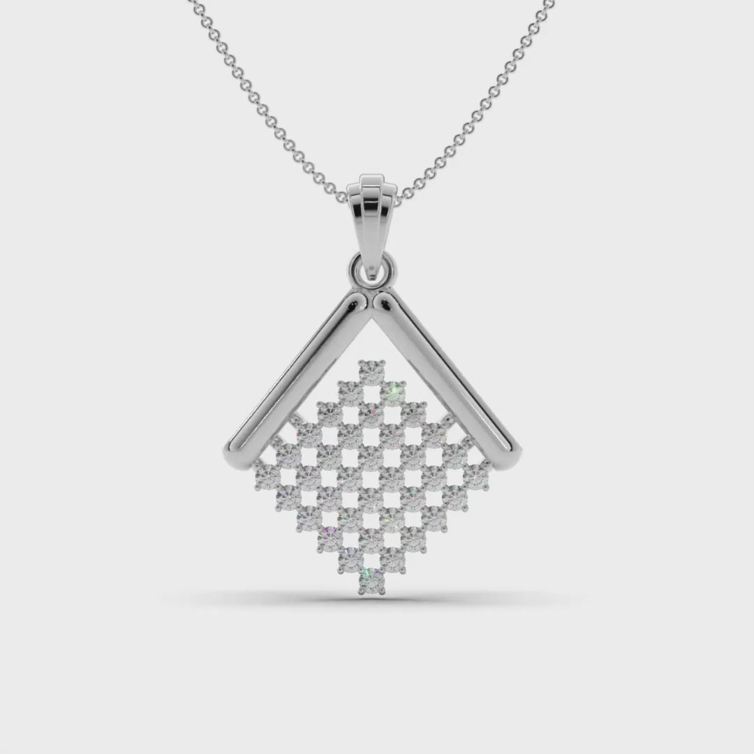 Geometric Square Silver Pendant