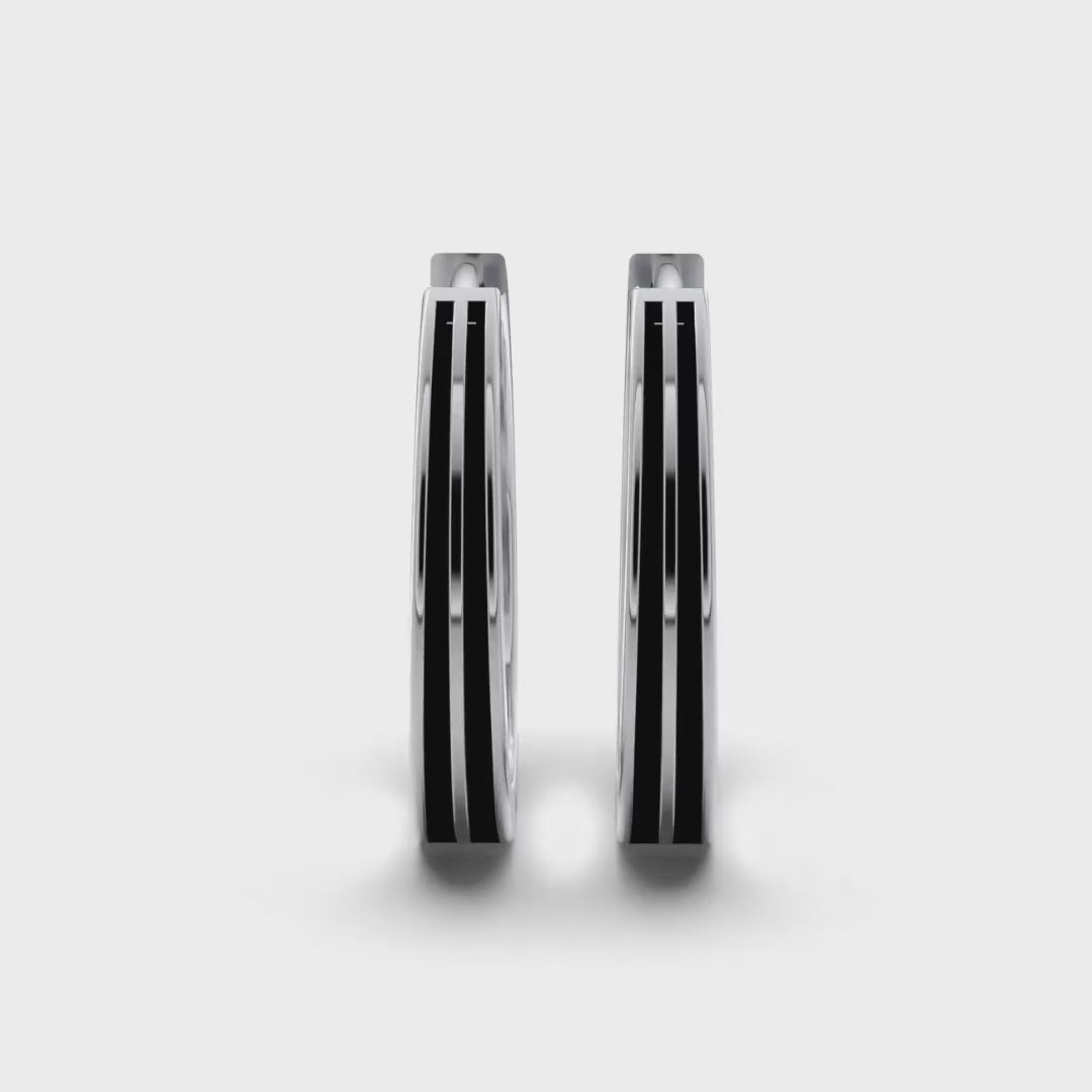 Double Line Huggie Hoop Silver Earrings 17mm