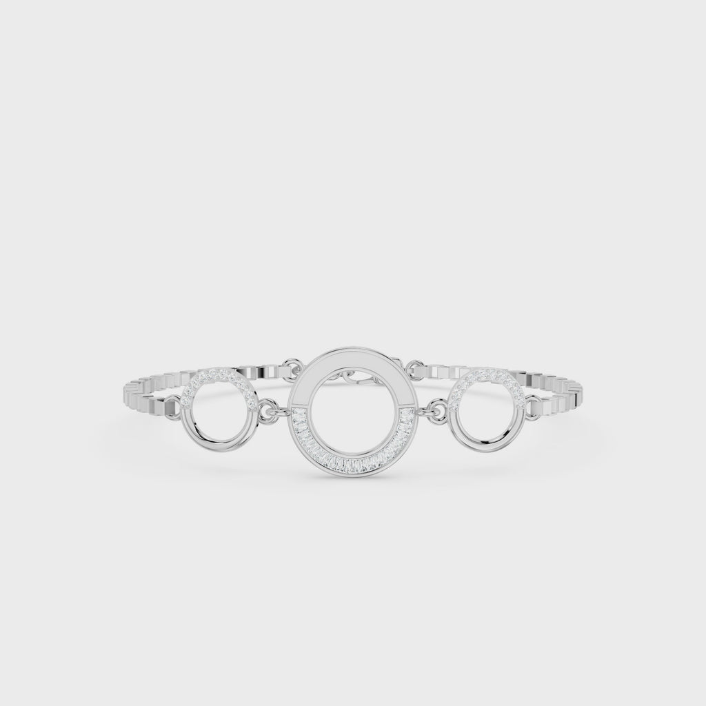Trio-Circle Link Silver Bracelet