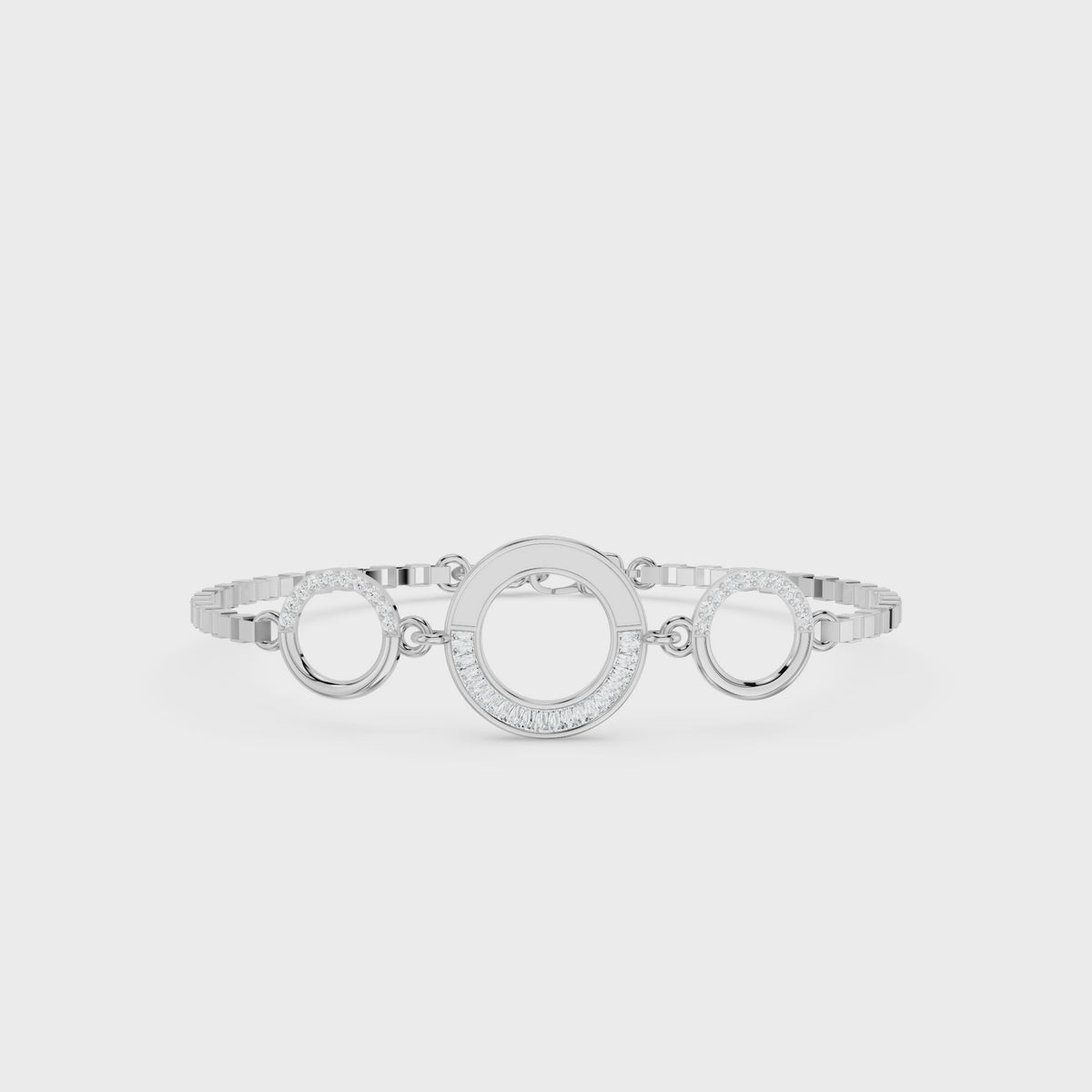 Trio-Circle Link Silver Bracelet