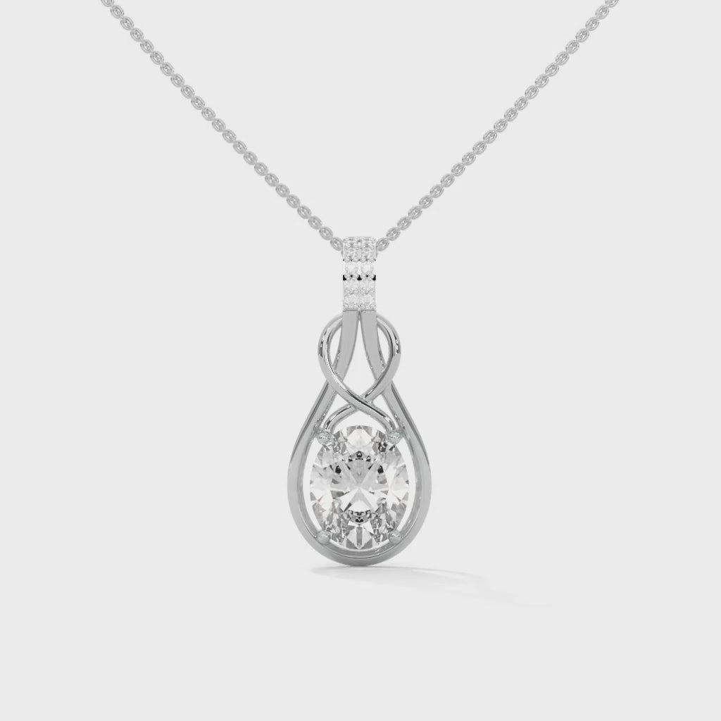 Oval Solitaire Infinity Knot Pendant