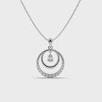 Dual Circle Pear Stone Silver Pendant