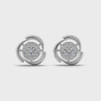 Crescent Halo Diamond Stud Earrings