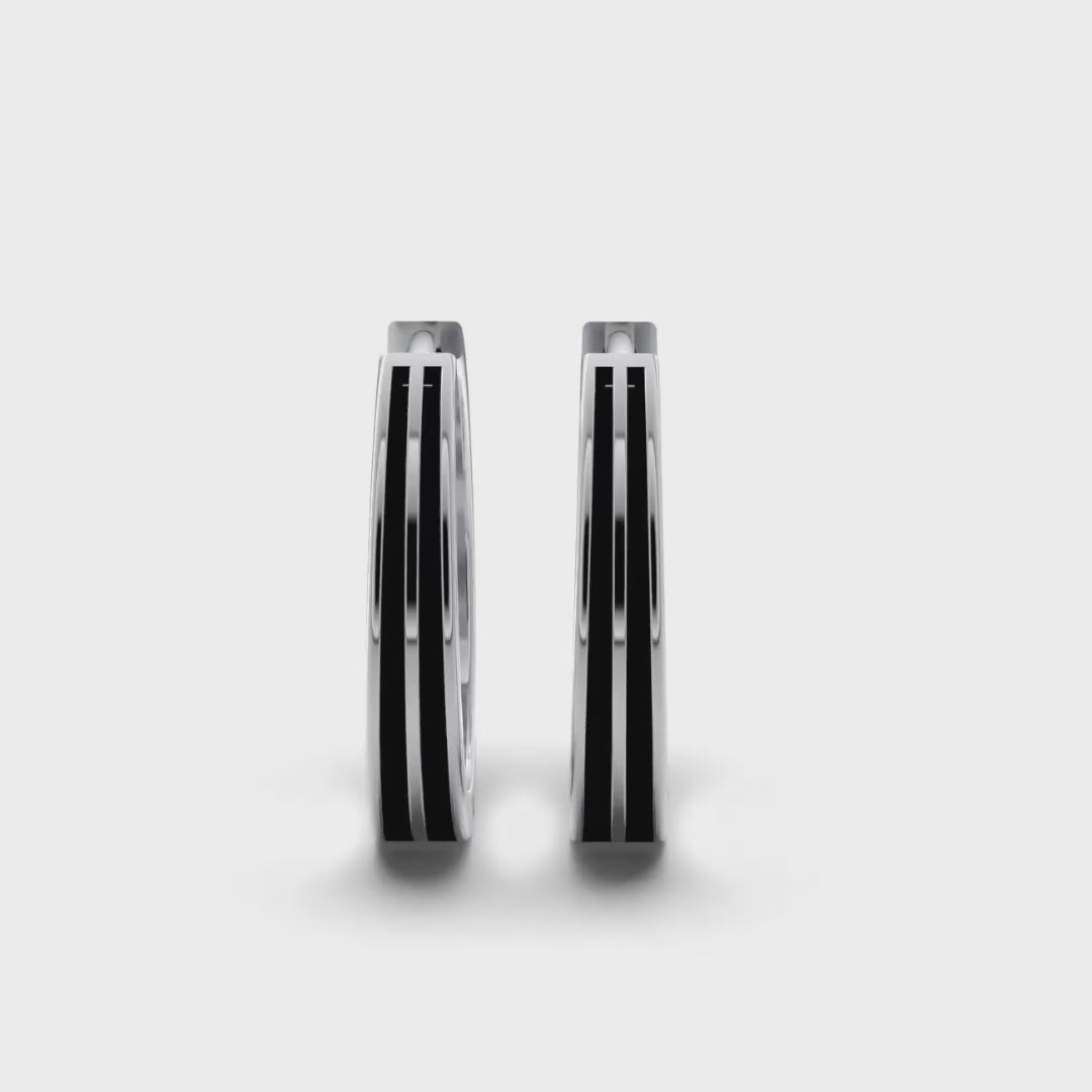 Double Line Huggie Hoop Silver Earrings 15mm